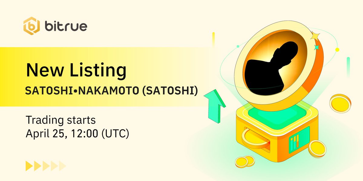 Exciting announcement! 🚀 Get ready for the newest addition to #Bitrue Spot: $BTC #Runes 

SATOSHI•NAKAMOTO #SATOSHI! 🔥 Deposits are now open, and SATOSHI/USDT trading begins at 12:00 UTC on April 25th.  

Deposit #SATOSHI and you could be one of the lucky winners to share up…