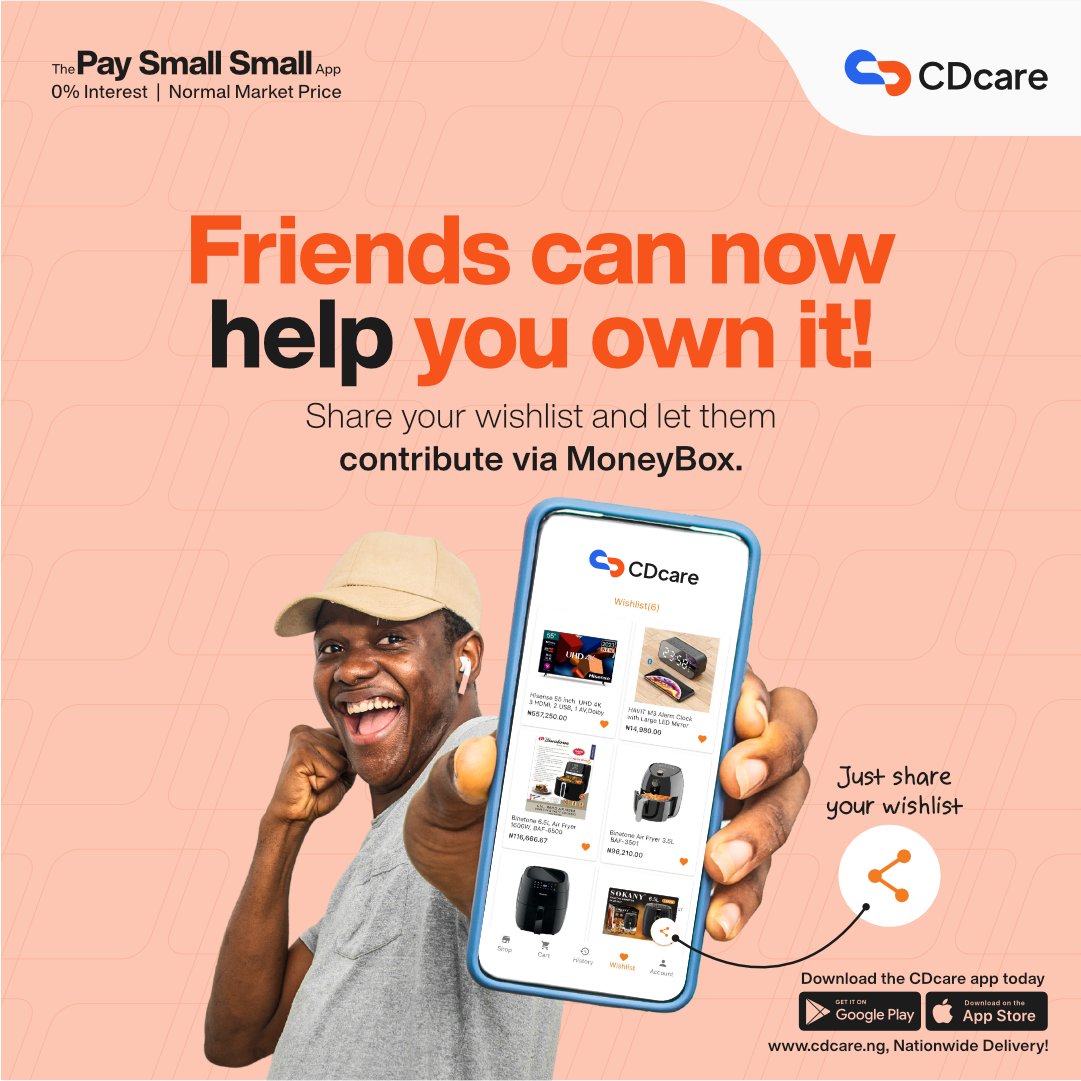 Share Your Wishlist With Friends. Do you know your friends and loved ones can now contribute to help you make a purchase on the CDcare app? All you have to do is share your wishlist, and they can access your CDcare Moneybox account details. Click on the link to explore this…
