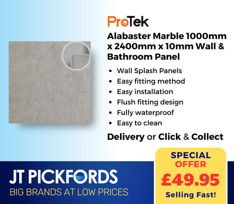 ProTek Alabaster Marble 1000mm x 2400mm x 10mm Wall &amp; Bathroom Panel 🧐

With a Alabaster Marble finish, this design adds a touch of luxury and a clean sense to your space. 

Product code: SPT855
Buy here 👉 shorturl.at/ceimN