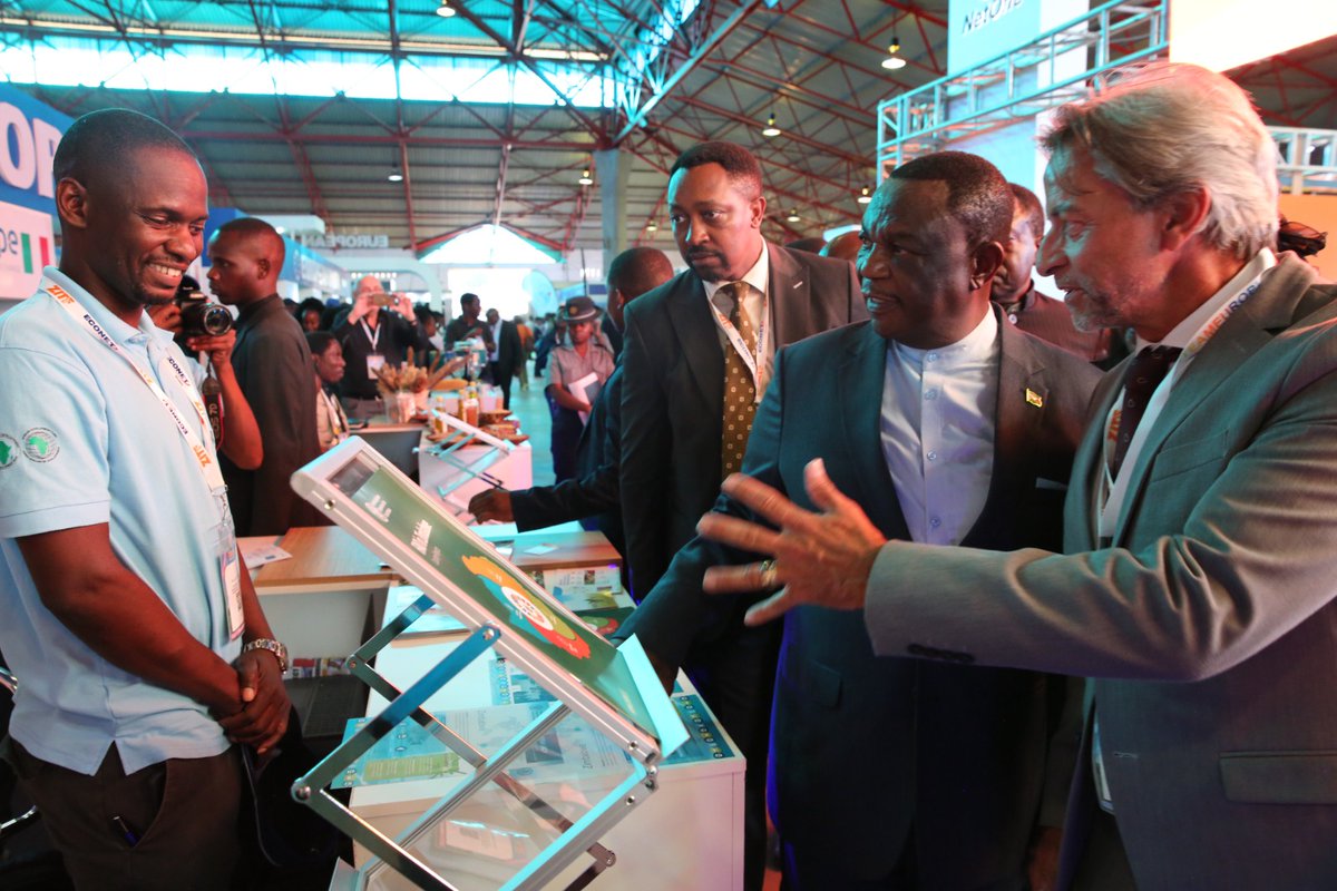 faosfsafrica's tweet photo. We were honoured to welcome 🇿🇼 Vice President Constantine Chiwenga,  Hon Vangelis Haritatos and 🇪🇺 Ambassador Jobst Von Kirchman  to the @euinzim Pavillion at the  #ZITF2024

The #EU &amp; #FAO are driven by a mutual to end poverty, hunger and malnutrition on the planet. https://t.co/wxMT4piZTa