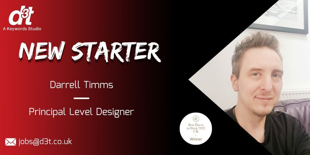 👋 Welcome on board to our new Principal Level Designer, Darrell Timms! We're delighted to have Darrell with us, and to mark him starting he has shared a few things about himself! Take a look 👉 buff.ly/49UZQ3X #GoTeam #KeywordsStudios #GameDevJobs