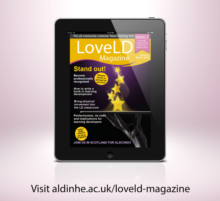 📢 Read #LoveLD magazine #4, full of inspiring stories: achieving professional recognition; progression in LD; publishing a book in LD; joining LD CoPs; perfectionism, its risk & implications; bring movement into the LD classroom + lots more... aldinhe.ac.uk/news/loveld-ma…