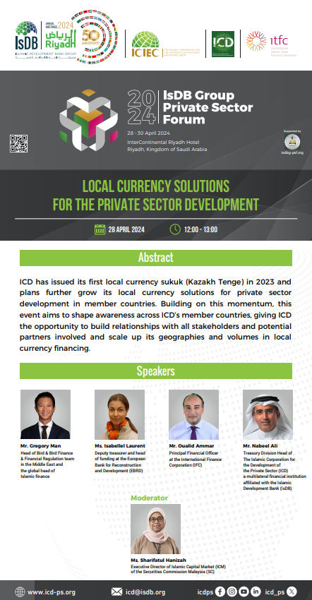 💼🌐 Unlocking potential with #LocalCurrency! Don’t miss our event at the InterContinental Riyadh on April 28, 2024.
🗣️ Hear from experts like Oualid Ammar on boosting private sector growth.

Sign up now 👉 isdbg-psf.org
#PrivateSector #ICD2024