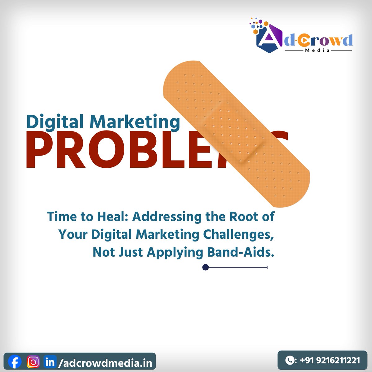 Are you facing marketing problems...?

It's time to heal: Addressing the root of your digital marketing challenges, not just applying Band-Aids.

#ChatbotMarketing #UserExperience #ConversionOptimization #ReputationManagement #DigitalInnovation #MarketingTrends #Personalization