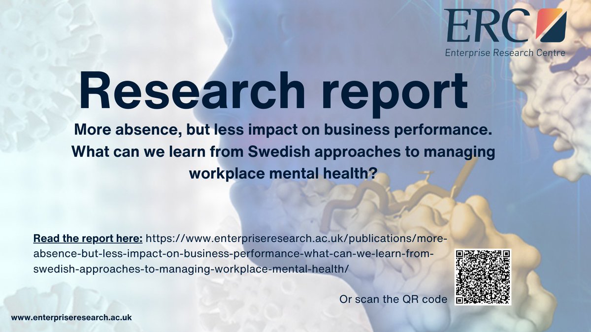 🆕📢What can we learn from Swedish approaches to managing workplace mental health? New comparative research out today exploring how employers in Sweden, England and Ireland are dealing with the challenges of workplace mental health ⬇️ enterpriseresearch.ac.uk/publications/m… @maria_wishart