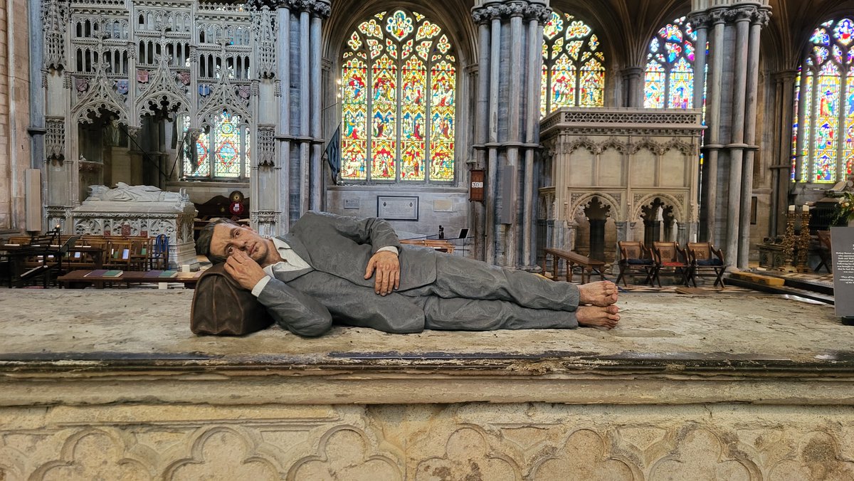 The 'Am I my brother's keeper?' exhibition by Sean Henry is being installed today! It features over 20 sculptures of varying scales, displayed in unusual and diverse spaces, such as vacant plinths inside the building, and outside on the Cathedral grounds. elycathedral.org/events/am-i-my…