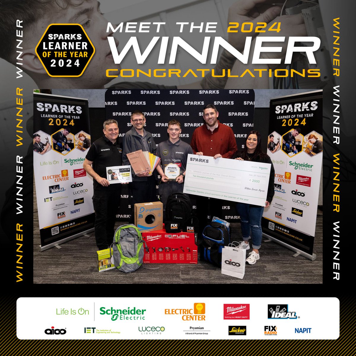 It's official... our Electrical Apprentice Kian has been crowned the 2024 @sparksmagazine ‘Learner of the Year’ WINNER!! 🥳🤩🏆 The judges said it was the highest standard of work they had seen after Kian went up against 6 finalists from across the UK in a 10-hour challenge. 😲