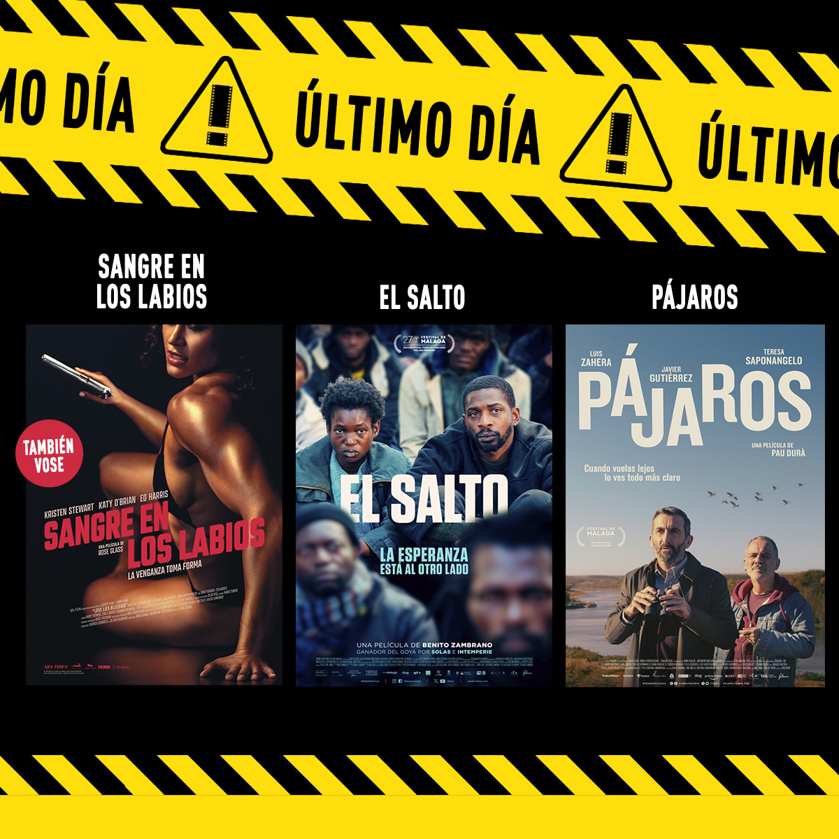 ⚠️ Estas películas se van con el frío y la borrasca en su #ÚLTIMODÍA: 👄 #SangreEnLosLabios (también #VOSE) 🚧 #ElSalto 🦩 #Pájaros Entradas 🎟️: ow.ly/73bk50RnUO4