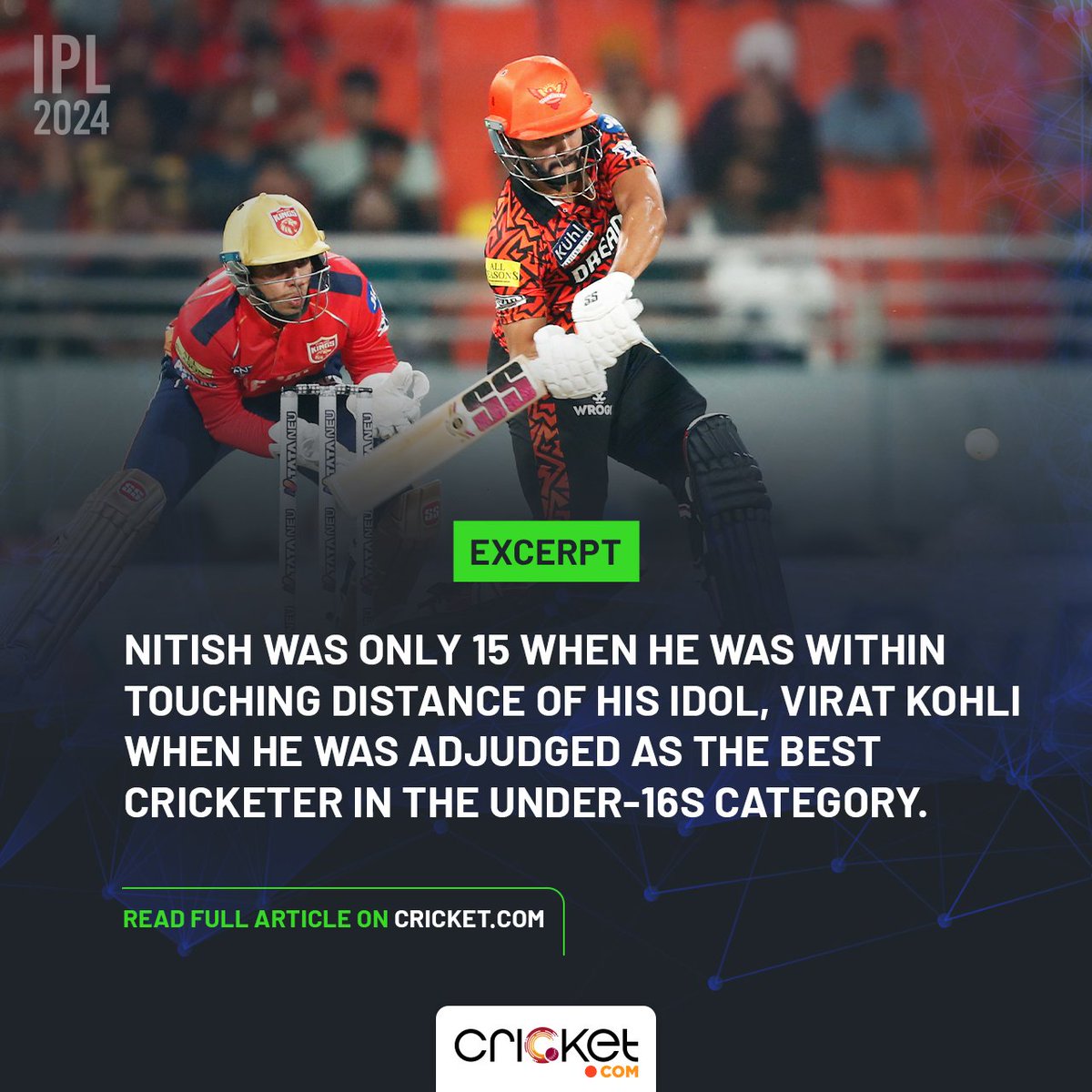 Nitish Reddy will be up against his idol Virat Kohli tonight as SRH takes on RCB “The IPL pick itself has been unbelievable for me. I am looking forward to absorbing as much as possible from the great players.' - Nitish Reddy. | ✍️ @aakashs26 READ: cricket.com/news/who-is-ni…