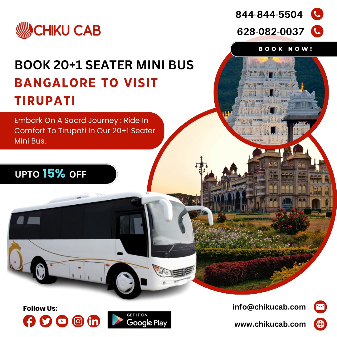 To make your journey affordable and amazing, you should book a 20+1 seater mini bus from Bangalore to visit Tirupati. You can book the mini bus through an app or website.🌍   chikucab.com
📞 8448445504 #minibus #bangalore #tirupati #visit #chikucab  #GoaTrip #Bangalore