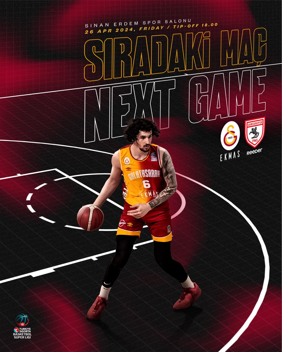 🔎 Yarın 👉 🆚 Reeder Samsunspor

🏆 Türkiye Sigorta Basketbol Süper Ligi
🕣 18.00 🏟️ Sinan Erdem Spor Salonu
📺 beIN Sports 5 & Haber
🎫 Biletler ve maç hakkında detaylı bilgi için👇
🔗 galatasaray.org/haber/basketbo…

#AslanGibiSavaş 🦁