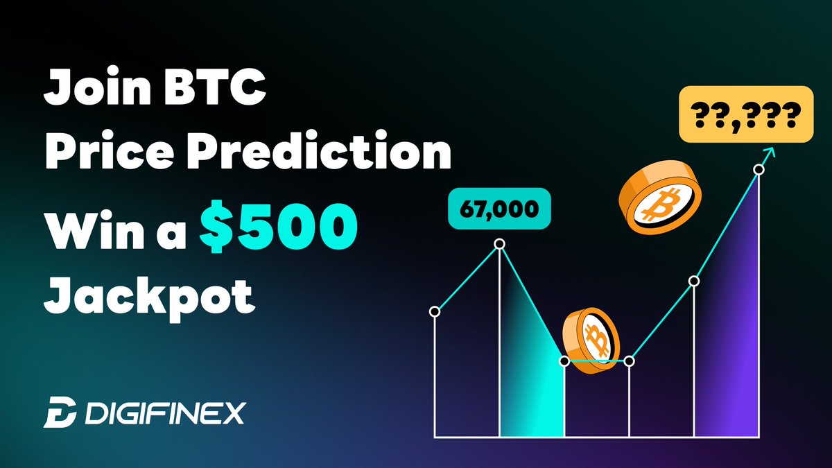 🚀DigiFinex BTC Jackpot! Predict BTC/USDT price to win up to $500 Jackpot! 🎉 💰Prize: $100 and grows each week 🔸Submit prediction with #JACKPOT + your guess in Telegram group now: t.me/DigiFinexEN/38… Closest guess gets $10 if no jackpot winner.🍀 #Crypto #BTC #Jackpot