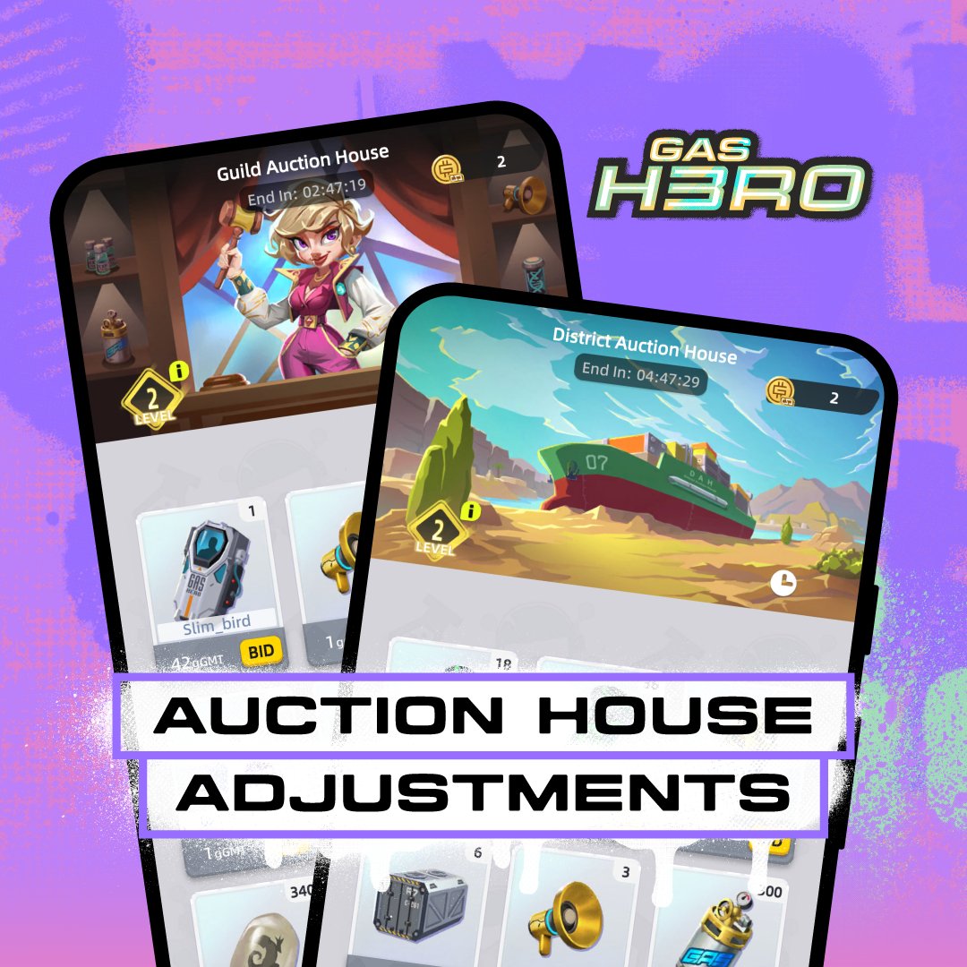 Auction House Adjustments 🏦 Attention Closed Beta Testers! To enhance the vibrancy of #GasHero gameplay, we're adjusting the strength milestones required for the Auction Houses. More slots, more strategy! 💪 Join Discord for details ⤵️ discord.com/channels/11021…