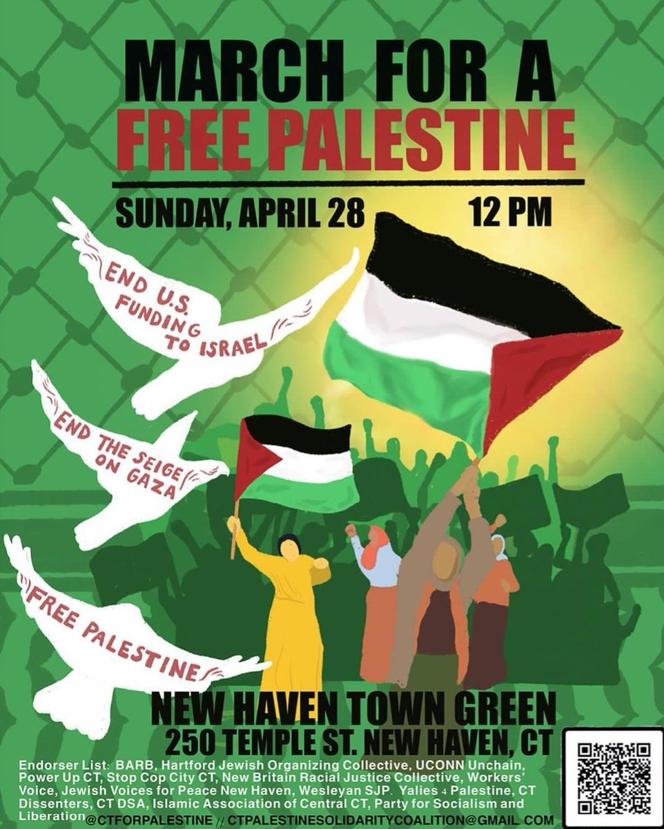 This Sunday, join the rally at the New Haven Green in solidarity with Palestine & alongside student protesters who have been arrested for demanding their schools divest from Israel's apartheid. 🇵🇸🌹 Members, check your emails Friday morning for DSA rally contingent instructions!