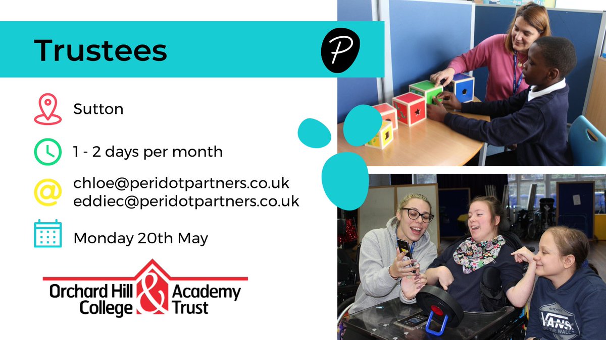 📚 Join the board of @OHCandAT and champion the delivery of high-quality and supportive specialist education that opens opportunities and puts no limit on what is possible for their learners. peridotpartners.co.uk/jobs/trustees-…