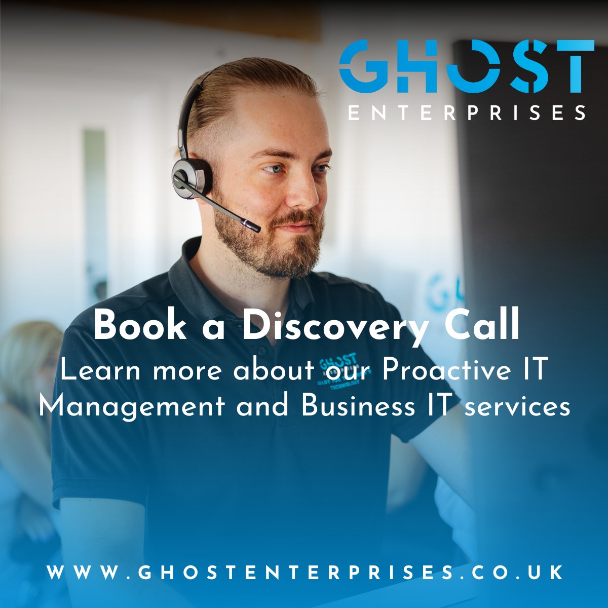 Connecting with our IT experts just got even easier! 🛜

Click the link below to schedule your discovery call with a member of our IT team to learn more about our IT services. 

ghostenterprises.co.uk/book-a-call/

#BusinessSupport #IThelp #ExpertSupport #NewBusiness #MSP #BusinessServices