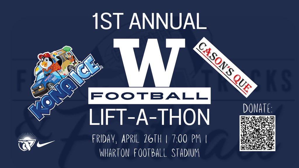 Come out Friday Night to support your Wildcats in our 1st Annual Lift-A-Thon! Come hungry…thanks to Cason’s Que and Kona Ice for donating a portion of sales to the Program‼️