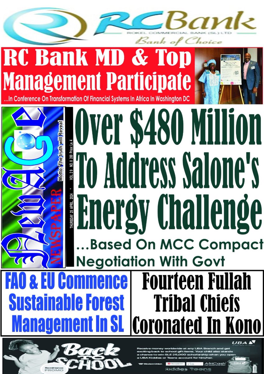 There has been a congressional notification from the #USCongress of the intent of the #USGovt to start negotiation with #SaloneGovt of over $480M to improve electricity in Sierra Leone on or before next week According to the letter the proposed $480,669,000 compact assists the