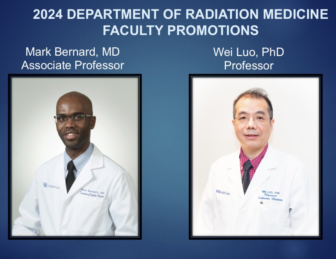 Congratulations to Dr. Mark Bernard and Dr. Wei Luo on their promotions!! 

<a href="/EddySYang/">Eddy Yang, MD, PhD, FASCO</a> #radonc