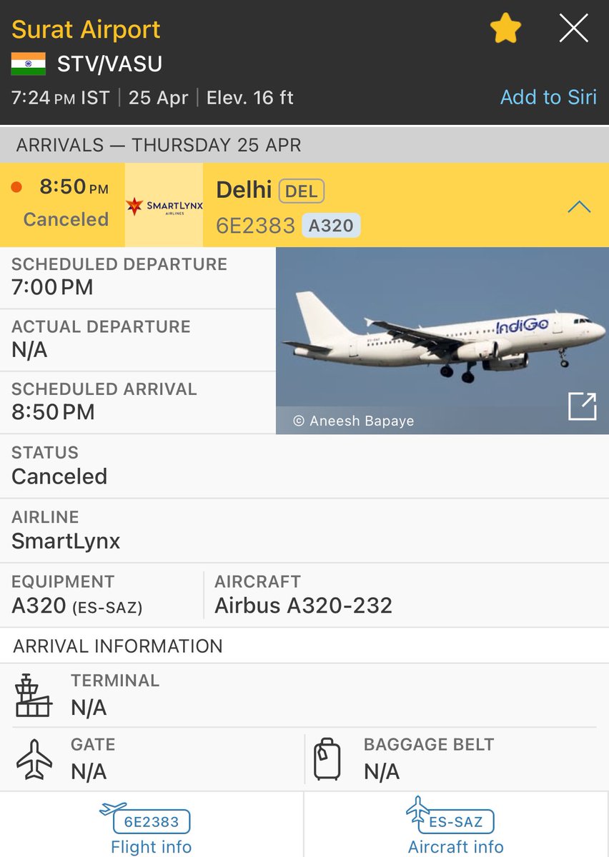 @IndiGo6E @DGCAIndia @Pib_MoCA @airsewa_MoCA @JM_Scindia @Officejmscindia @MoCA_GoI @aaistvairport @SmartLynxCom @DelhiAirport @VirginAtlantic @Virgin Dear @IndiGo6E what’s operational reason that this flight is canceled ? 
It is becoming most irregular flight from Surat to Delhi !!

Gradually, this flight becoming unreliable service on this sector.