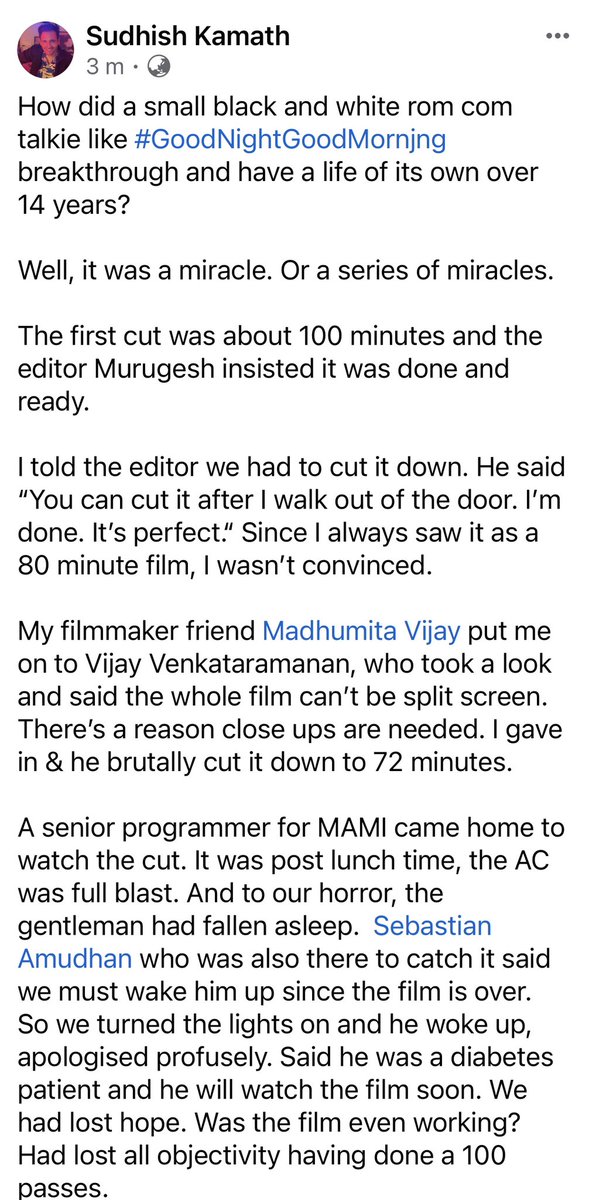 SudhishKamath's tweet photo. Wrote a thread for indie filmmakers on how a small black and white film made it over the years, little by little. 14 years on, a little more with this YouTube release. 
Read &amp; watch/ schedule a watch this weekend. 
#GoodNightGoodMorning📞 on YouTube 
https://t.co/o4ZxoCgX4i https://t.co/pkavxrCOQt