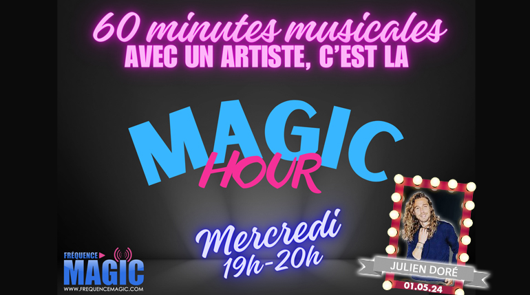 A l'honneur de la 'Magic hour' de la semaine prochaine sur FREQUENCE MAGIC: Le talentueux et inimitable @JDoreOfficiel !  RDV mercredi de 19h à 20h.

LIVE: FrequenceMagic.com/player.html
GOODIES: MagicBoutique.fr

#FrequenceMagic #FM 
#magic #radio #JulienDore #MagicHour #Musique