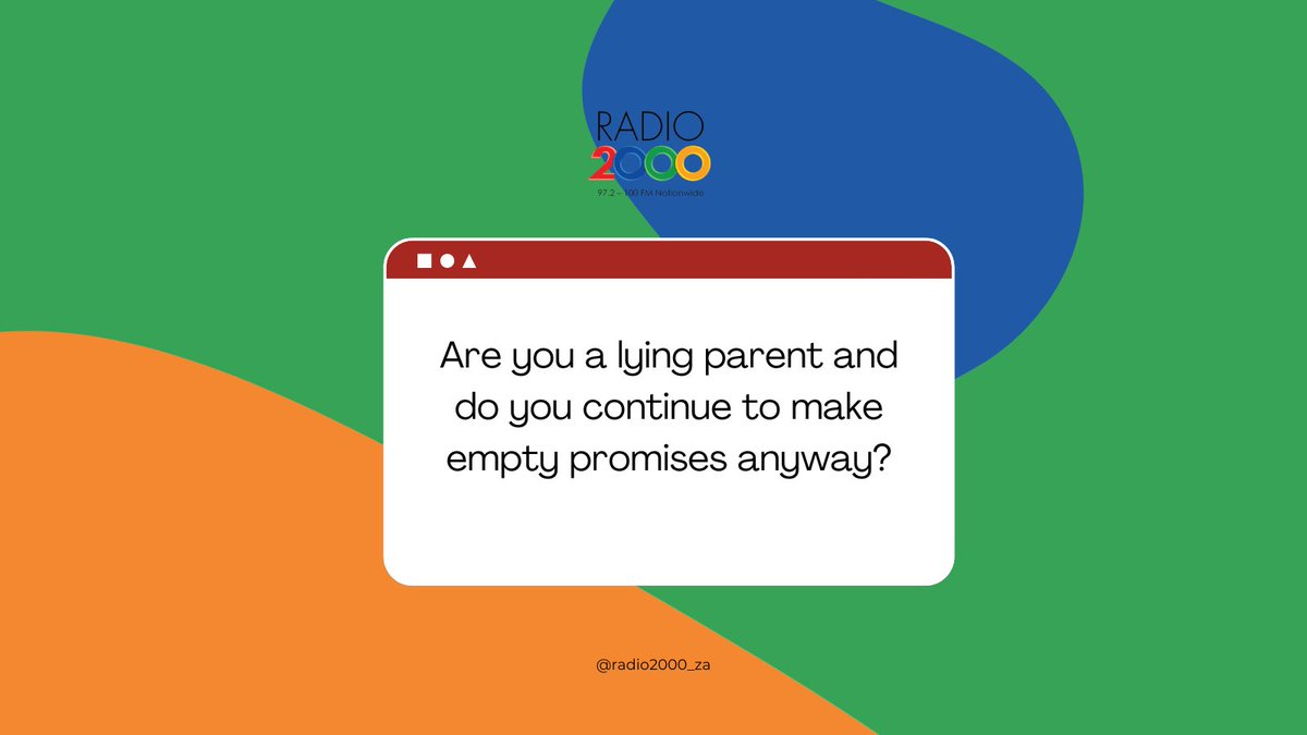 Are you a lying parent? Do your children know that you don’t mean what you say and do you continue to make empty promises anyway?

086 000 2479/060 584 2250
@radio2000_za @mnisi_wemvula @lonwabonkohla @isaacgampu #TheDriveConnection