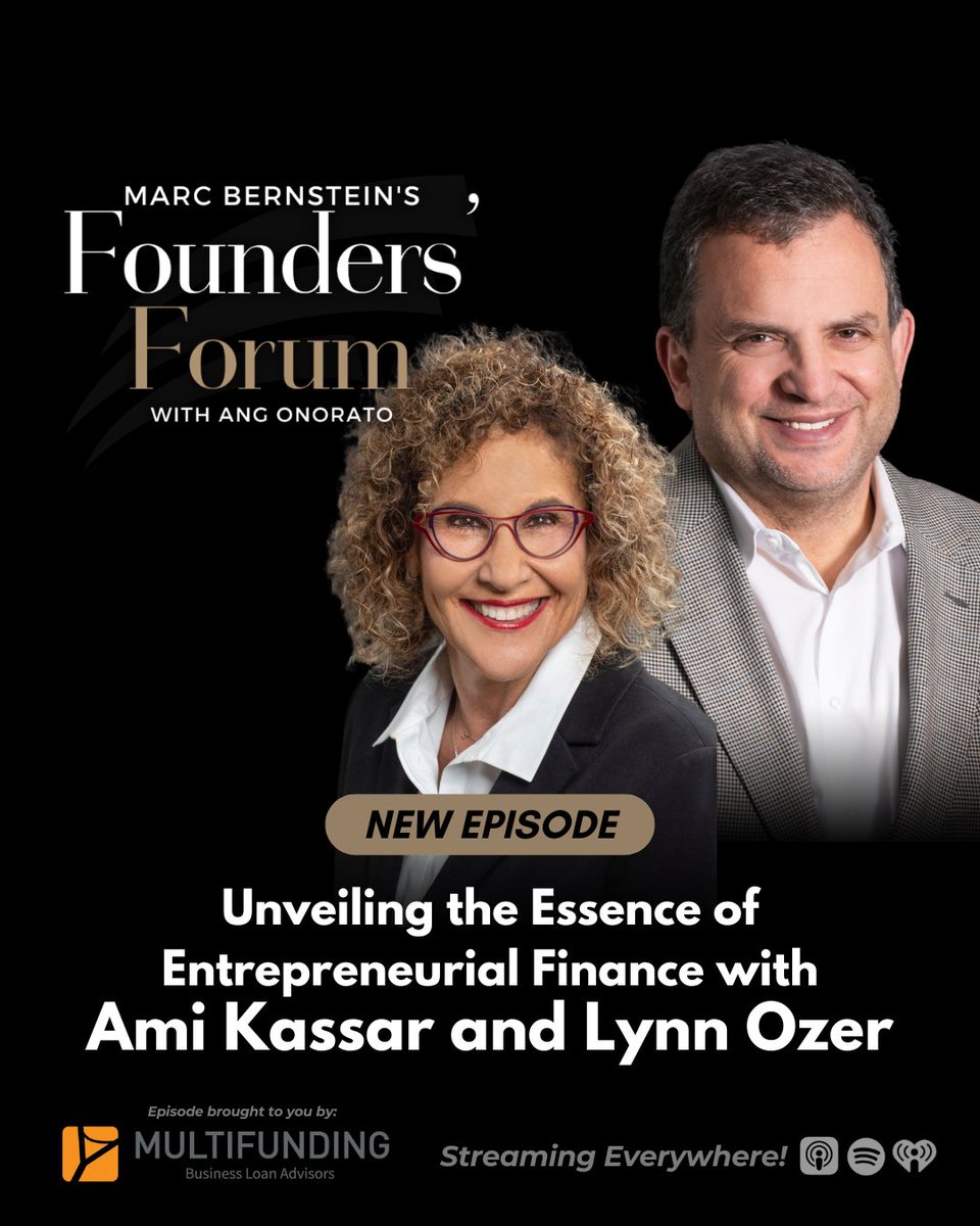 Check out @AmiKassar and I on @BernsteinMarcJ's Founders' Forum Podcast! Strap in for a whirlwind tour of entrepreneurial finance. Listen here: bit.ly/3UilNUT #EntrepreneurialFinance #ClientCentricCulture #Resilience