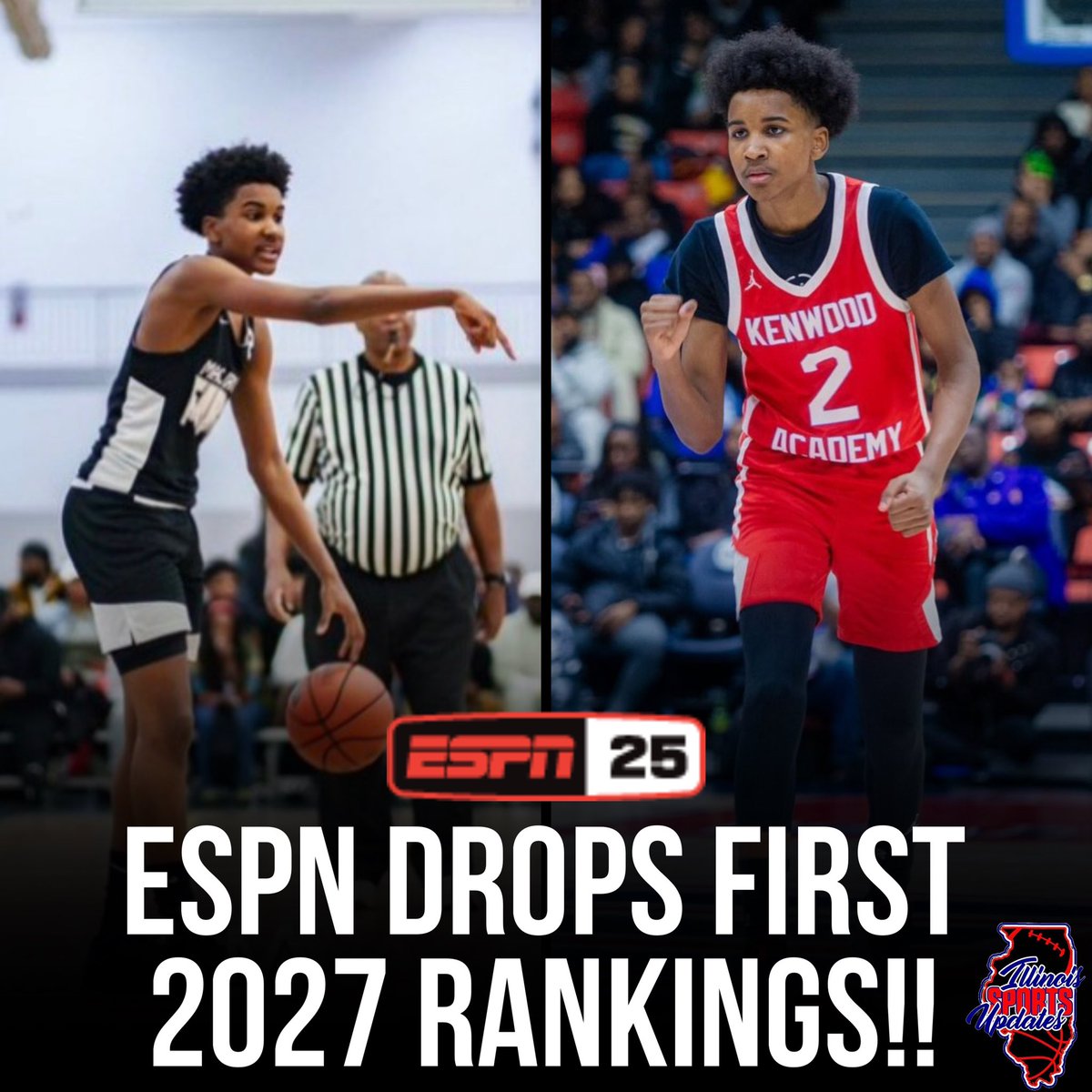 2027 6’1 Devin Cleveland makes the ESPN Top25 Rankings for the class of 2027 coming in at #13⭐️‼️

4⭐️ PG holds offers from Illinois, Arizona State, Illinois State, and more! Will be competing in the Team USA minicamp in April 2024‼️

@DevinClev2 @TheMacIrvinFire @KenwoodHoops