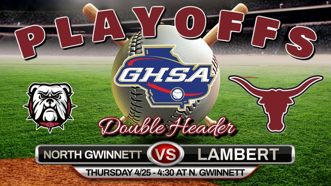 GABBALLRecrits's tweet photo. It's GAMEDAY PLAYOFF 
⚾️: @LambertBaseball  Vs. @NGDawgsBaseball 
🗓️: 25/04/2024
⏰: 4:30p.
📺: https://t.co/XVsM4xW4WE

@NGHSAthletics @LambertHS https://t.co/NOiWubuBL3
