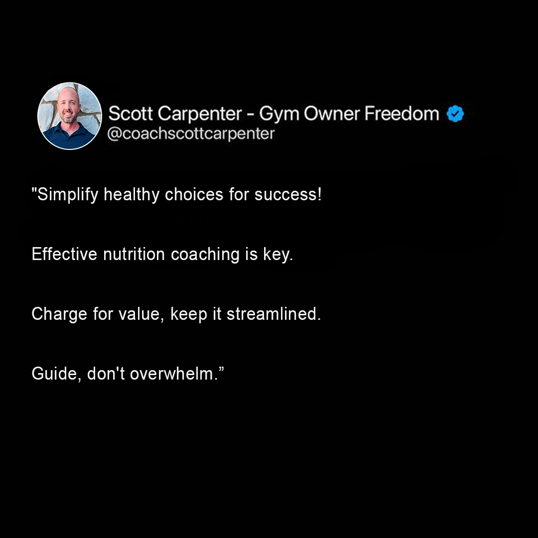 Unlock Success: Streamline Your Health Journey! Cut through the clutter with targeted nutrition coaching. Charge for results, not noise.

#FitnessMotivation #HealthyLiving #FuelYourSuccess