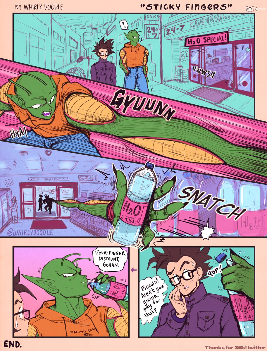 Thanks for 25k Followers!! 🥳💞💞
'Sticky Fingers' (page 1 of 1) 💧
featuring Piccolo & Gohan

📖⬅️ read right to left
myart / #DragonBallSuper / #Piccolo