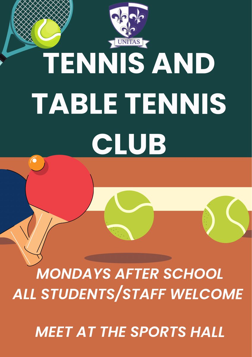 Tennis and Table Tennis Club starts Monday! All students and staff are welcome to join #teamtred @YGT_Mr_Howells