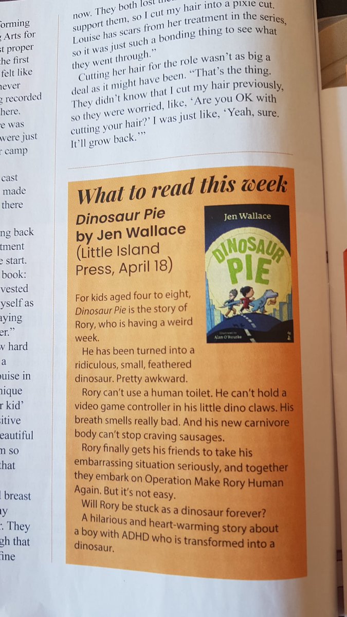 Thank you @RTE_GUIDE for recommending #DinosaurPie, written by @Jenscreativity and illustrated by @alanorourke, in this week's issue! Learn more about DINOSAUR PIE (out now!): littleisland.ie/products/dinos…