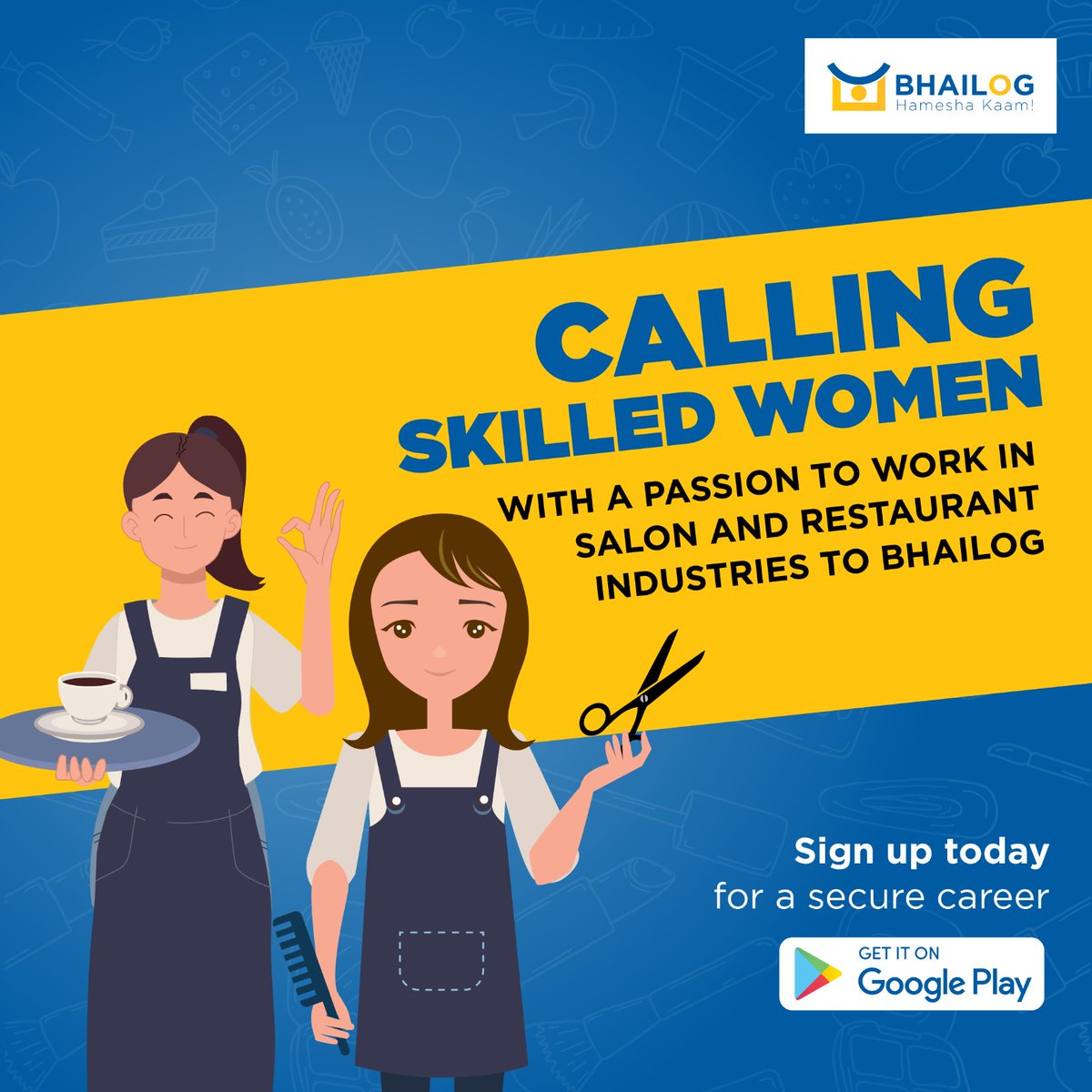 Calling skilled women with a passion to work in salon and restaurant industries to Bhailog. Sign up today for a secure career.
.
.
.
.

#WomenInIndustry #SkilledWomen #SalonCareers #RestaurantJobs #SecureFuture #CareerOpportunity #EmpoweringWomen #JobProspects #BhailogOpportunity
