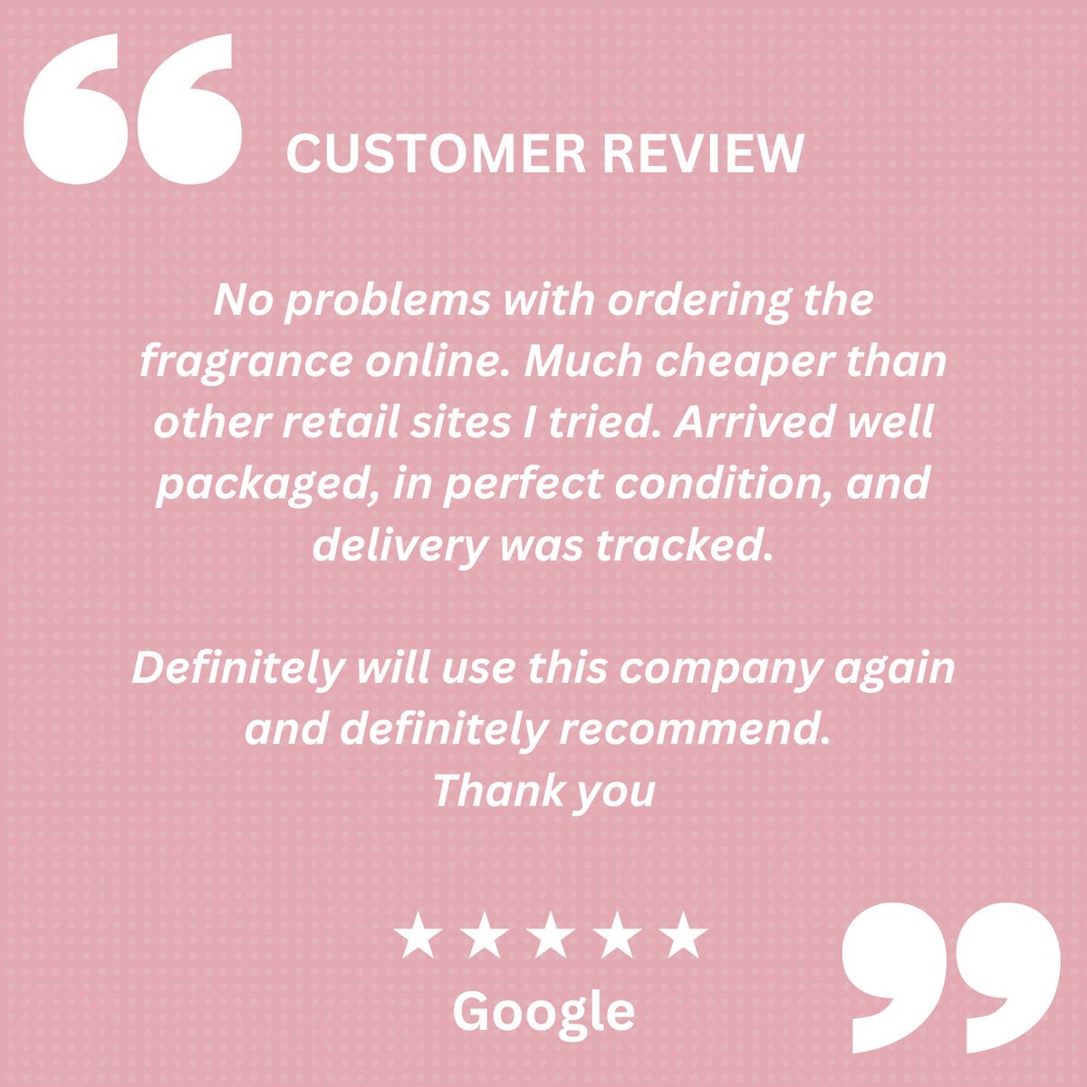 A happy customer and ⭐⭐⭐⭐⭐ Google review! 

#googlereview #fivestarreview #happycustomer #customerreview #onlineordering #onlineship #skincare #bodycare #fragrances #suncare #pharmacy #vitaltonepharmacy #caterham #chaldon #warlingham #oxted #woldingham #whyteleafe #Surrey