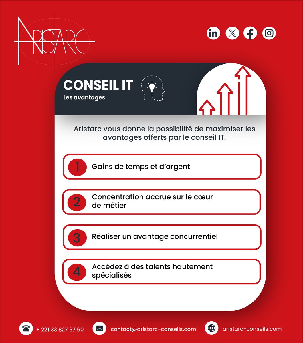 AristarcConseil's tweet image. Une fois les solutions du conseil IT pour les entreprises explorées, examinons de plus près ces avantages.
N'oubliez pas de donner votre avis.

#aristarc #conseilIT #avantages #Entreprises #services