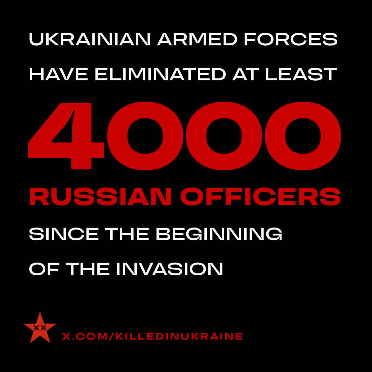 KilledInUkraine's tweet photo. Ukrainian armed forces have eliminated at least 4 000 Russian officers since the beginning of the invasion.
It is the bare minimum, confirmed by obituaries from Russia. Sources in bio at @KilledInUkraine https://t.co/3TqoS3KV6v
