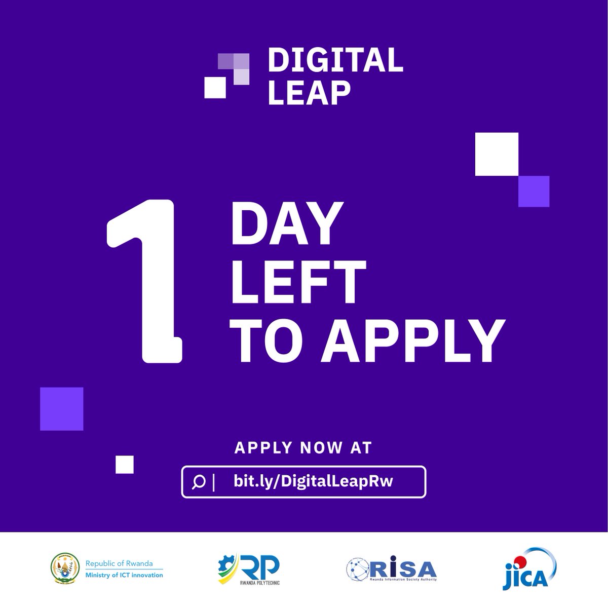 The ideal moment to apply might have been yesterday, but the last opportunity is right now😉 Don't wait any longer! Apply now!!! #InnovateRwanda #DigitalLeapRwanda #JICAinRwanda