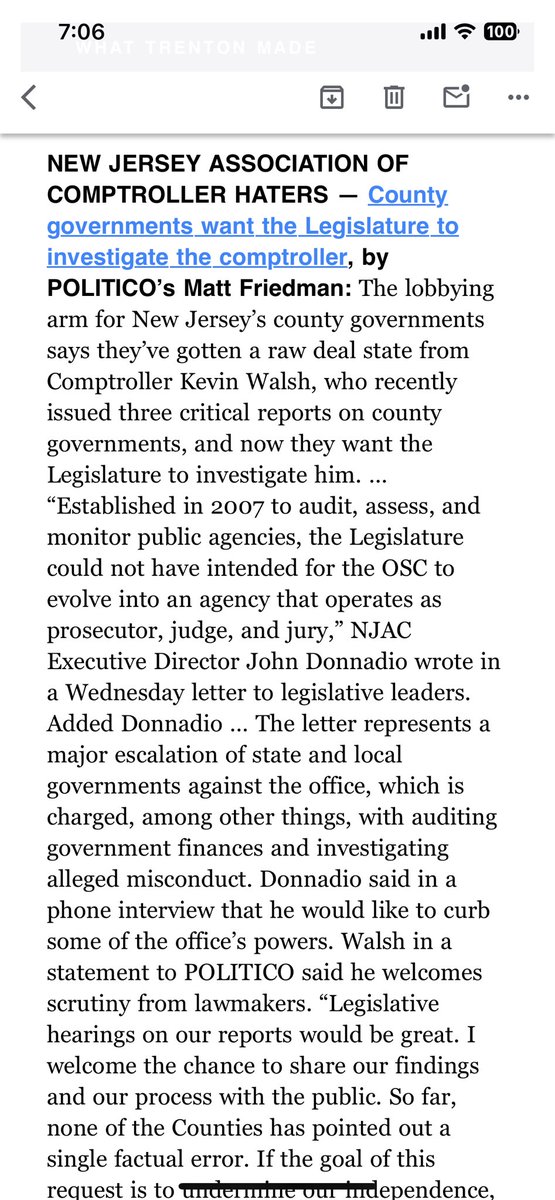First they lobby to gut OPRA. Now they want the Comptroller investigated Local governments are on an offensive against transparency and accountability! The Leg should drop the OPRA bill & say NO to this! Thank you @NJComptroller for being our watchdog.