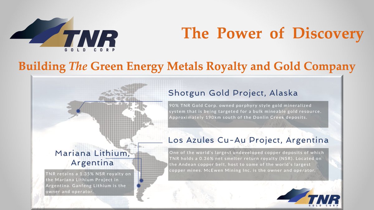 Powered by Gold & Tesla Energy rEVolution: #TNRGold🔋 $TNR.v  Investor Presentation - Building The Green Energy Metals Royalty & #Gold Company
kirillklip.blogspot.com/2024/04/gold-i…

$TRRXF #GoldInUSA #ShotgunGold & #Royalties
#MarianaLithium #Ganfeng #Lithium
#LosAzules #Copper #Silver #McEwen