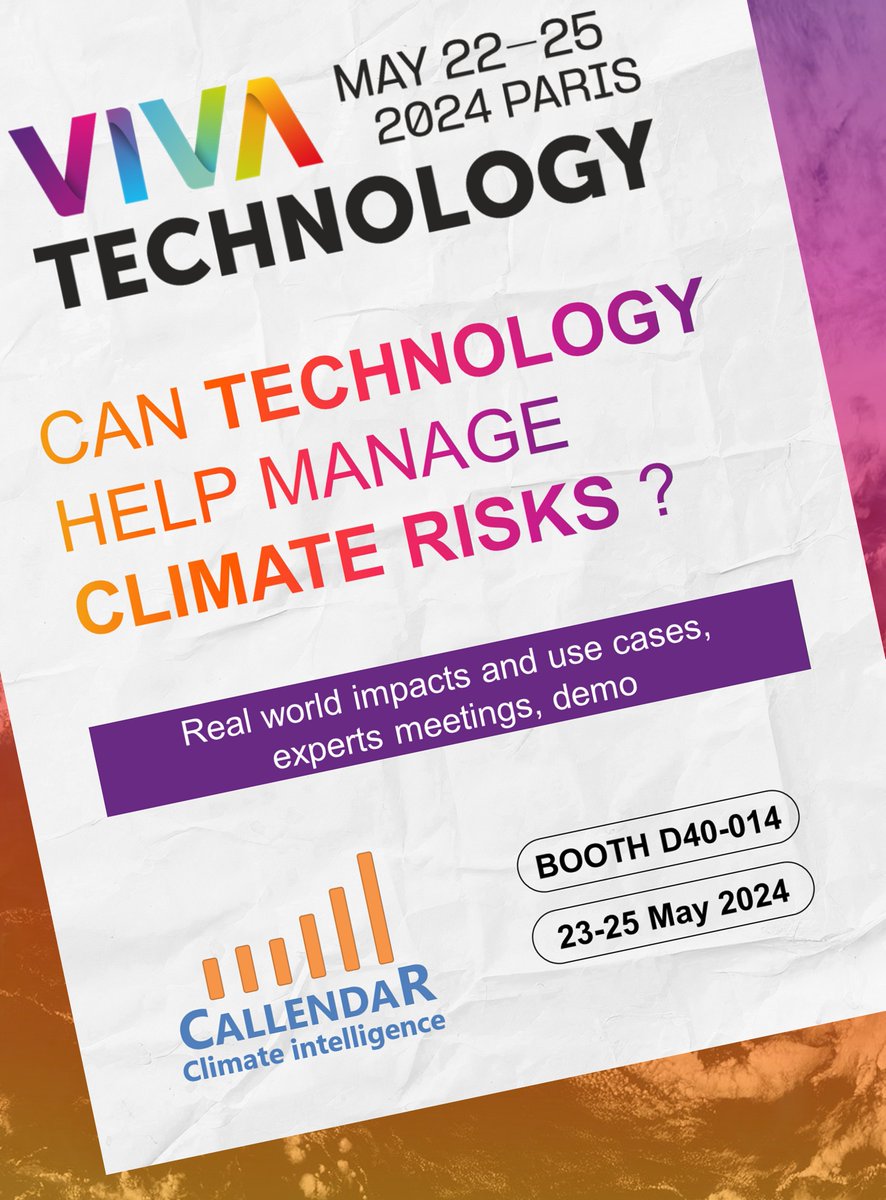 Can technology help manage climate risks? Come meet us at @VivaTech and find out!

Learn more : vivatechnology.com/partners/calle…
#climatetech #startup #tech4good