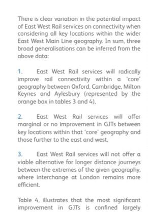 For longer journeys beyond Cambridge-Oxford, East West Rail will not offer ‘viable alternatives’ to existing services - will still be ‘more efficient’ to go via London, according to Network Rail👇. …odnrdigital0001.blob.core.windows.net/regional-long-…