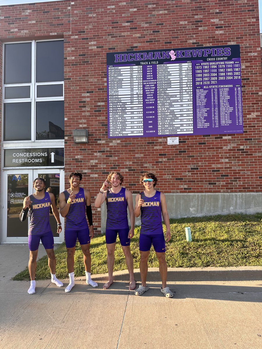 Congrats to John Moss, Langston Thomas, Evan DiBlasi, and Zach Wright for breaking our school record in the 4x200 meter relay by running 1:26.62 at the Hickman Relays!!!