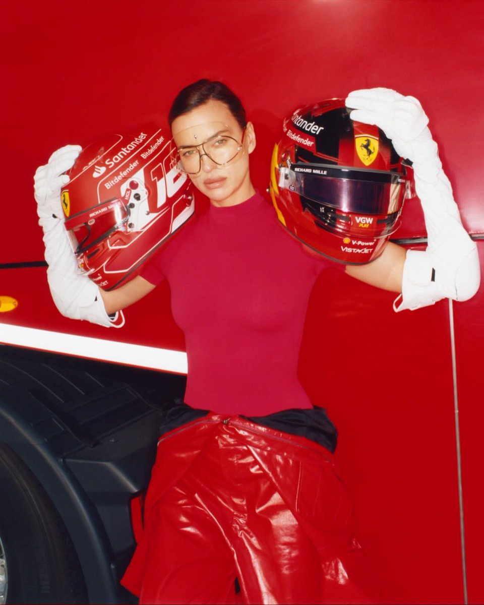 Irina Shayk posing with Carlos and Charles's helmet for Vogue Italia, she's the OG 1655 ❤️✨