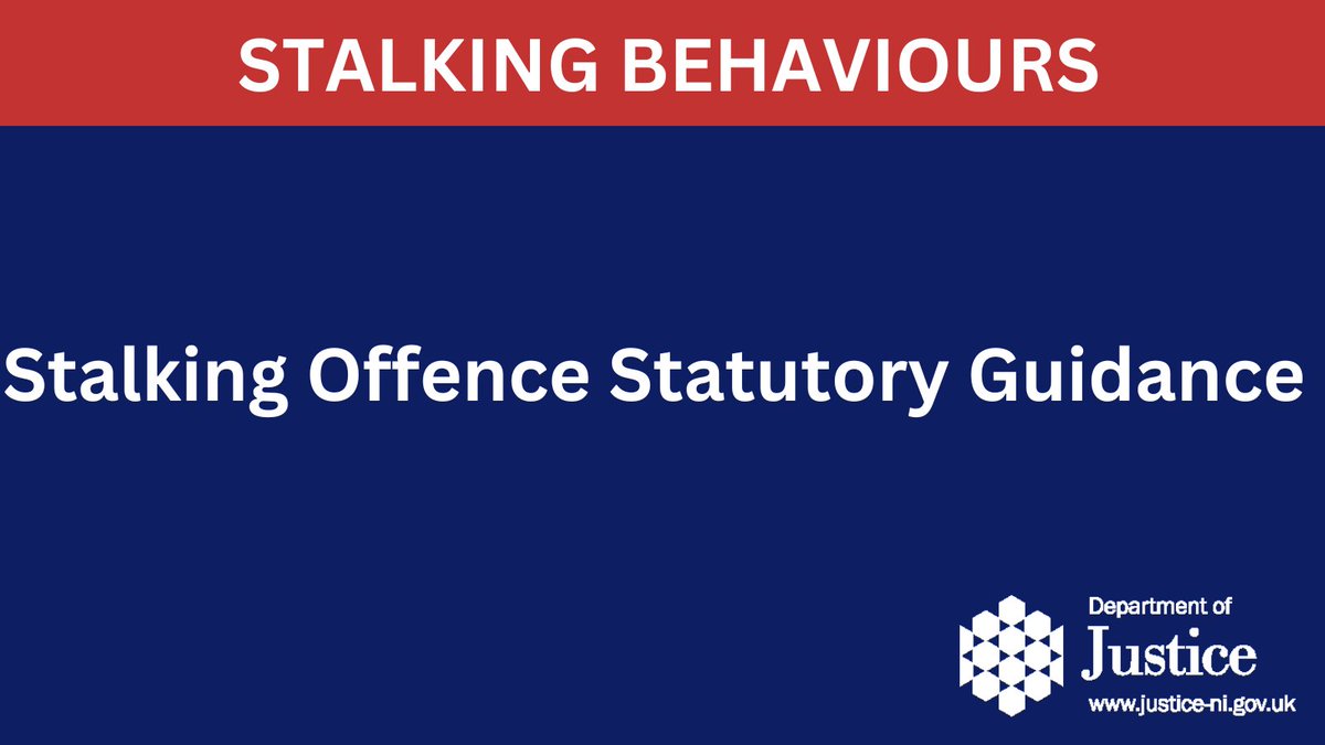 #Stalking is a crime in Northern Ireland .@Justice_NI has guidance that will assist those taking forward criminal proceedings for the stalking offence. justice-ni.gov.uk/publications/s…