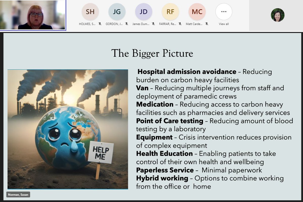 Very inspiring talk from @SueNorman269 urging us #AHPs to think of the BIGGER pictures 🌍 What small changes can you make in your practices and personal lives, to drive changes needed? #GreenerAHP #Sustainability #ClimateChange #NetZero