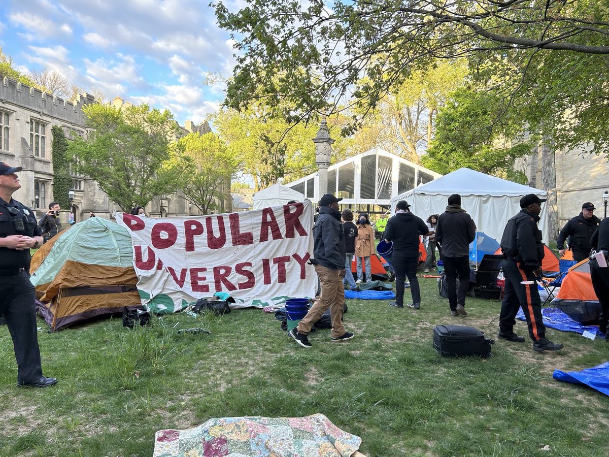 🚨BREAKING: At 7am, @Princeton students launched their Gaza Solidarity encampment on the McCosh Courtyard. They join thousands of students across the world in demanding that Princeton divest from Israel, and that Israel end its genocidal campaign—immediately.