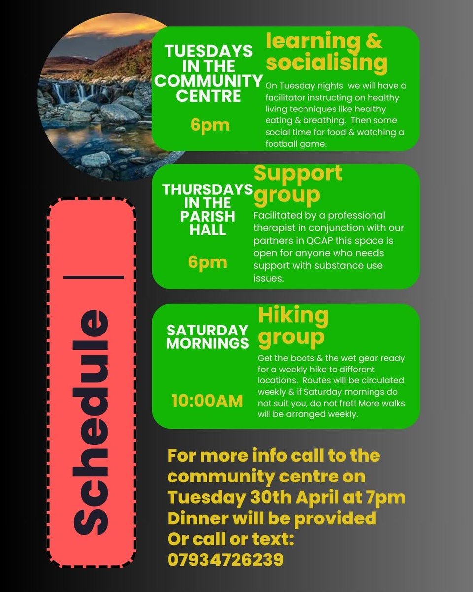 The MDA will be launching our Men's Health Group in May! 🗣Learning and Socialising 🚶‍♂️Hiking Group 🤝Support Group with professional therapist through our partners in @QUBCommunities1 Join us Tuesday 30th April at 7pm to hear more about the programme! 🔸️Dinner provided