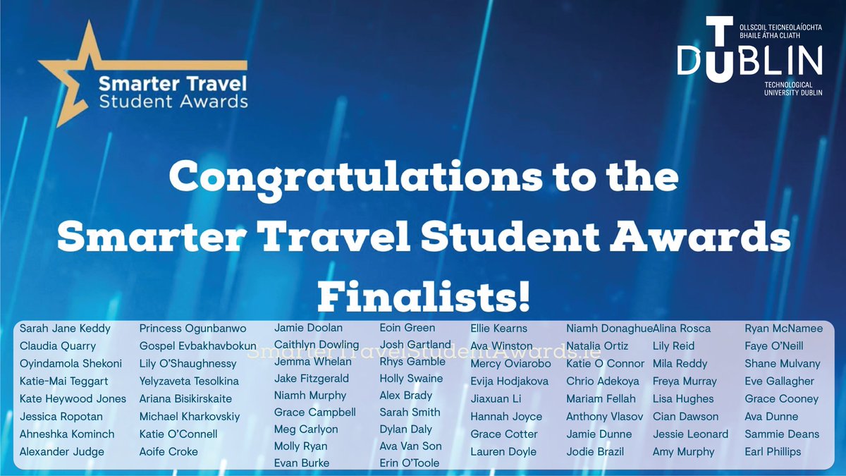 We are here live at the @tfismartertravel #studentsawardsceremony 2024! Congratulations to the 66 @wearetudublin students shortlisted for an award & their 174 fellow finalists from Smarter Travel for campuses programme partners
#TUDublin #GoBeyondLearning #TUDublinSustainability